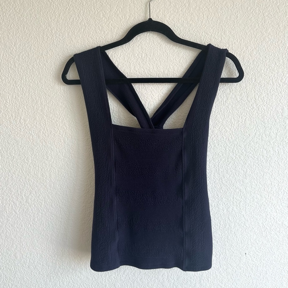 Anthropologie Maeve Stephie Cross-Back Top In Navy Blue Size Medium